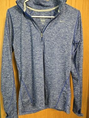 Nike Blue Heathered Quarter-Zip Performance Pullover